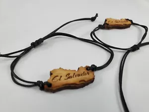 2 Pulseras El Salvador de Cuero y Madera Hechas a Mano Artesanal Pulsera Hecho A Mano - Imagen 1 de 12