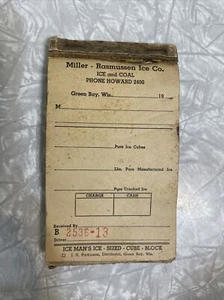 Vtg Miller-Rasmussen Ice Co. Green Bay Wisconsin Order Receipt Book. 1903-75. - Picture 1 of 4