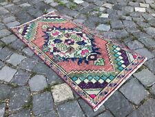 Turkish Vintage Rug, Doormat Wool Rug, Bohemian Small Rug,Home Decor, 1.5 x 3 ft