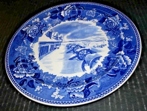 Placa de transferencia azul escena de invierno Wedgwood Fort Ticonderoga Lake Champlain NY - Imagen 1 de 4