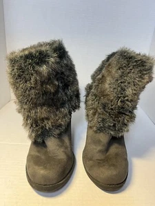 Fashion Bug stilvolle Damenstiefel mit Kunstfell Größe 8 " - Bild 1 von 7