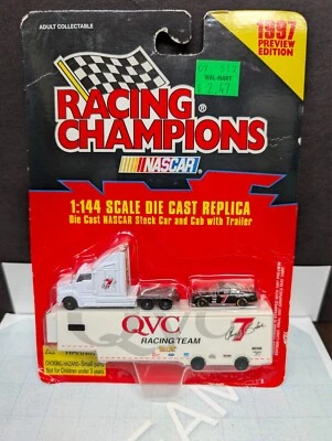 1:144 #7 GEOFF BODINE QVC BLACK RACING CHAMPIONS TRANSPORTER HAULER WITH CAR - Image 1 of 4