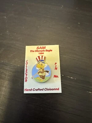 Rifle  Olympic Brooch Pin~1984 Los Angeles~LA~Mascot~Sam  Eagle~Round - Image 1 of 3