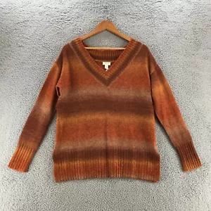 Ana Knitted Pullover Sweater Womens M Brown Orange V Neck Long Sleeve Casual NWT - Picture 1 of 12