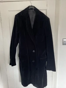 BLACK FAUX SUEDE LONG JACKET ZARA MAN L / M WINTER XMAS SMART WORK EVENING PARTY - Picture 1 of 10