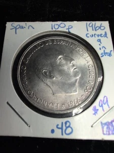 1966 Spain 100 Pesetas 19g Silver 0.800 Circulated  - Picture 1 of 3