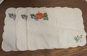 5 Harvest Thanksgiving Embroidered Placemat Pumpkin Fall Cloth Country placemats - Picture 1 of 7
