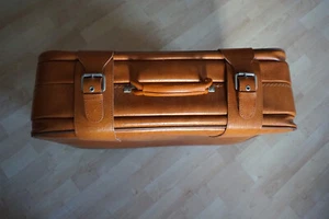 Retro Auto Oldtimer Koffer antik Vintage Natur Leder Reise Gepäck Deko Tasche - Bild 1 von 18