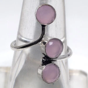 925 Silver Plated Pink Chalcedony  Ethnic Ring  Jewelry Size Us FreeSize AU l275 - Picture 1 of 3