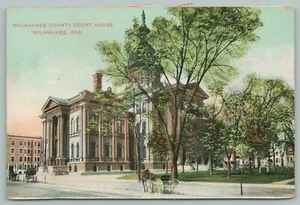 Milwaukee Wisconsin~Milwaukee County Court House~Horse & Wagon~c1910 Postcard - Picture 1 of 2