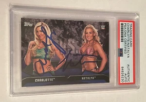 2016 Topps WWE Rivalries #13 Natalya vs. Charlotte Signed Card PSA DNA Autos - Picture 1 of 2