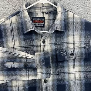 SUPERDRY Long Sleeve Fleece Lined Plaid Over Shirt Jacket Schacket Men XL Heavy - Picture 1 of 19