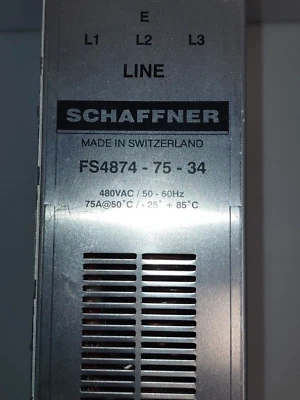 FILTRO SCHAFFNER POWER LINE FS4874-75-34 75 AMP 480 VOLTIOS Foto 1 de 4