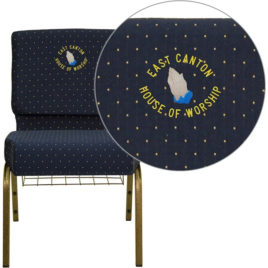 Silla de iglesia Flash HERCULES, azul marino/oro - FD-CH0221-4-GV-S0810-BAS-EMB-GG Foto 1 de 1