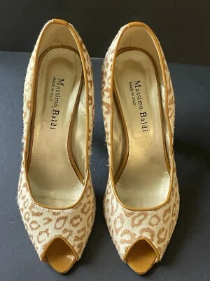 Massimo Baldi Womens Shoes Size 7 Shoe Mustard Pony Hair Animal Print Y2K Career - Image 1 of 4