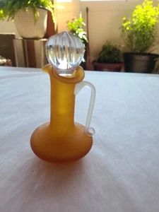 Vintage Pilgrim Glass Mini Pitcher Amber Orange Satin Frosted Matte Finish Small - Picture 1 of 6