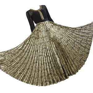 NINA RICCI vtg 70s 80s gold lamé SILK pleated beaded palazzo JUMPSUIT dress - Picture 1 of 15