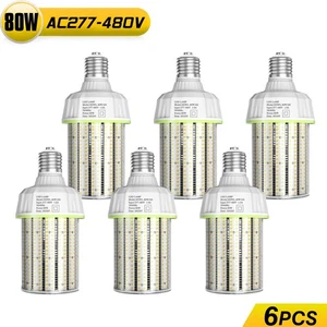 6PACK 480V 80W LED Corn Light Bulbs E39 Base Replace 400W MH/HPS Warehouse Lamp - Picture 1 of 13