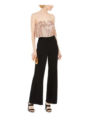 Mono ADRIANNA PAPELL para mujer negro estampado sin tirantes pierna ancha talla: 6 Foto 1 de 3