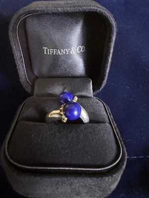 Tiffany Co Vintage Lapis Lazuli Bypass Cocktail Ring Size 51 - Image 1 of 4