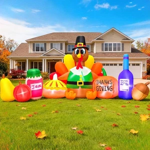 Inflables de Acción de Gracias de 8 pies decoraciones explotan calabaza de pavo con luz LED... - Imagen 1 de 6
