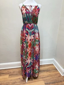 Anthropologie Maeve Terana Maxi Dress Colorful Geometric Size 2 Small Flaws READ - Picture 1 of 14