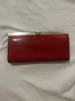Cartera sin asas de cuero con doble marco Rio (naranja-rojo) roja vintage para mujer Foto 1 de 4