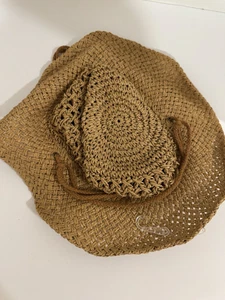 Vince Camuto Crochet Straw Sun Hat with Chin Strap - Picture 1 of 3