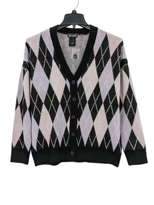 Cárdigan tejido grueso Hot Topic para mujer talla M de gran tamaño Argyle Academia Indie Y2K Foto 1 de 4