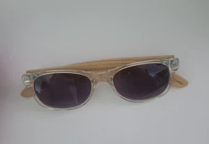 Blue Planet Eyewear Tinted Classic Sun Readers 1.25 Bamboo Wood Clear Frame VGC - Picture 1 of 10