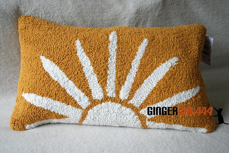 SIGUIENTE Hermoso Cálido Ocre Otoño Puesta de Sol Cojín Bohemio Copetudo Lazo 50x30cm Foto 1 de 4