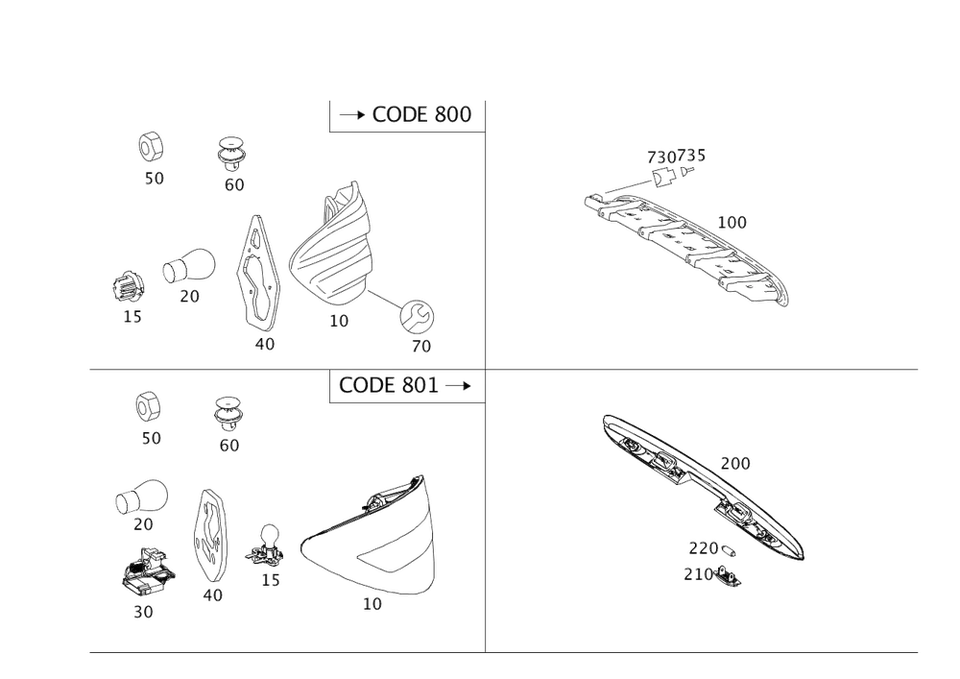 Lâmpada traseira genuína Mercedes-Benz 251-820-18-64 - Imagem 1 de 1