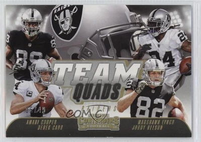 2018 Panini Contenders Team Quads Gold /49 Amari Cooper Derek Carr Jordy Nelson - Image 1 of 2