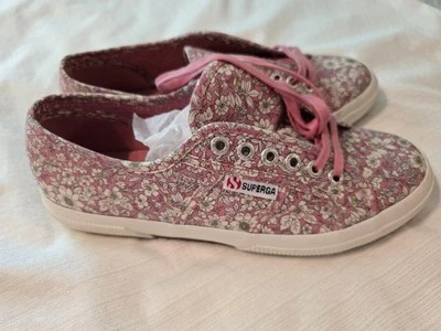 Womens Sz 8 SuperGa Flowered Canvas Fabric Pink Shoes Nwots - Image 1 of 4