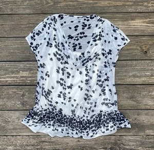 Lane Bryant blouse white with black spots sz 18/20 cowl neck split sleeves - Picture 1 of 12