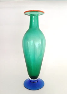 Orrefors Tulip Green, Blue, Orange Vase Sweden Erika Nils Lagerbielke 13" VTG - Picture 1 of 5