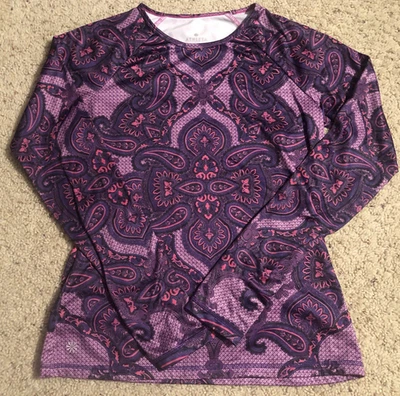 Top Athleta Paisley Manga Larga Para Mujer S Púrpura/Rosa Atletismo Atlético Foto 1 de 4