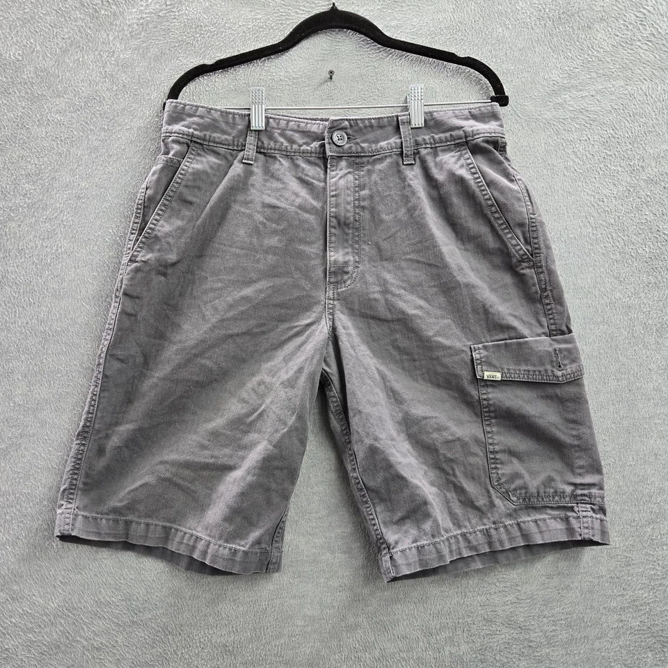 Pantalones Cortos Vans Hombre 32 Gris Botón Carga 10" Entrepierna Exterior Foto 1 de 4