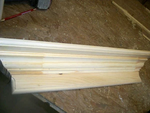 SOLID PINE 18 INCH WALL SHELF/ MANTEL WITH CROWN MOLD WRAP, HANGING HARDWARE - Picture 1 of 6