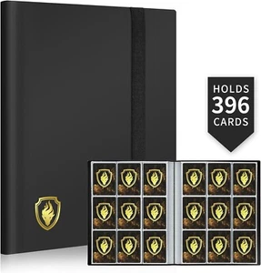 396 Card Pocket Binder with Strap 9 Pocket Trading Cards Album Folder, Black - Picture 1 of 8