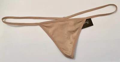NUEVO CON ETIQUETAS BRAGAS TANGA FREDERICK'S OF HOLLYWOOD BEIGE DESNUDO LISO MINI PEQUEÑA CUERDA EN V Foto 1 de 3