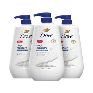 Dove Deep Moisture Body Wash 30.6 Fl Oz Pack Of 3 Nourishing Hydration - Picture 1 of 7