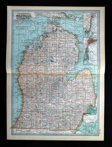 1897 Century Map South Michigan Detroit Lansing Ann Arbor Manistee Mackinaw MI - Picture 1 of 5