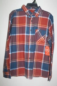 Boys Long Sleeve Plaid Flannel Shirt in Orange Brick Size XL (14-16) - Picture 1 of 6
