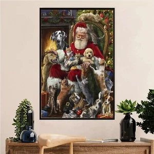 Santa's Little Friends Wall Art Print Poster, Christmas Art Decor, Holiday Vibes - Picture 1 of 8