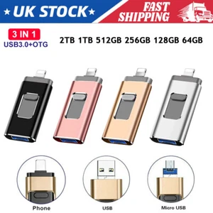 2TB 512GB USB Flash Drive Memory External Storage Photo Stick For iPhone iPad PC - Picture 1 of 15