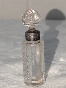 Antique Small 3" Sterling Silver EAPG Glass Perfume Snuff Bottle PAT Screw Top - Picture 1 of 11