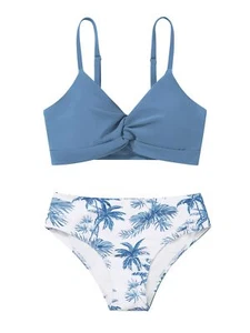 Girls Swimsuits Tankini Bathing Suit 2 Piece Bikini Sets Girls Criss Cross Sw... - Picture 1 of 7