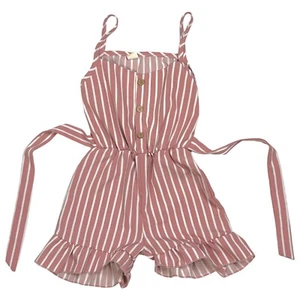 Pink Striped One Piece Romper Girls Size 110 (US 5) - Picture 1 of 4