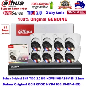 DAHUA 8CH 8POE NVR+8MP TiOC3.0 4K FullColor IPC-HDW3849H-AS-PV-S5 IP Camera lot - Picture 1 of 24